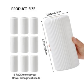 12 Pack Composite Plastic Flower Vase Bulk, 7.9" Plastic Vases for Centerpieces, White Unbreakable Vase for Centerpieces Wedding Home Table Decorations Formal Dinners