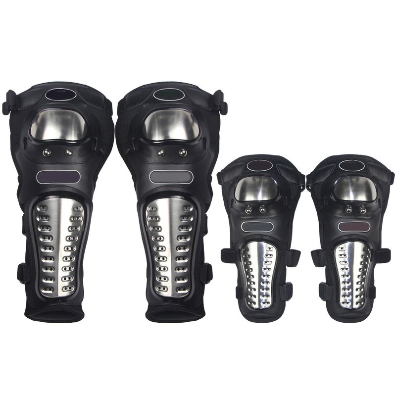 Motorcycle Protective Gear Set Stainless Steel Knee Pads Elbow Guards