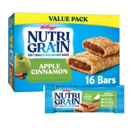 Nutri-Grain Soft Baked Breakfast Bars, Made with Whole Grains, Kids Snacks, Value Pack, Apple Cinnamon (3 Boxes, 48 Bars)