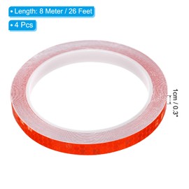 PATIKIL 0.3" x 26 FT Reflective Tape, 4 Pack Night High Visibility Waterproof Warning Safety Tape Outdoor Reflectors for Cars Bikes Motorcycles Trucks Trailers, Red