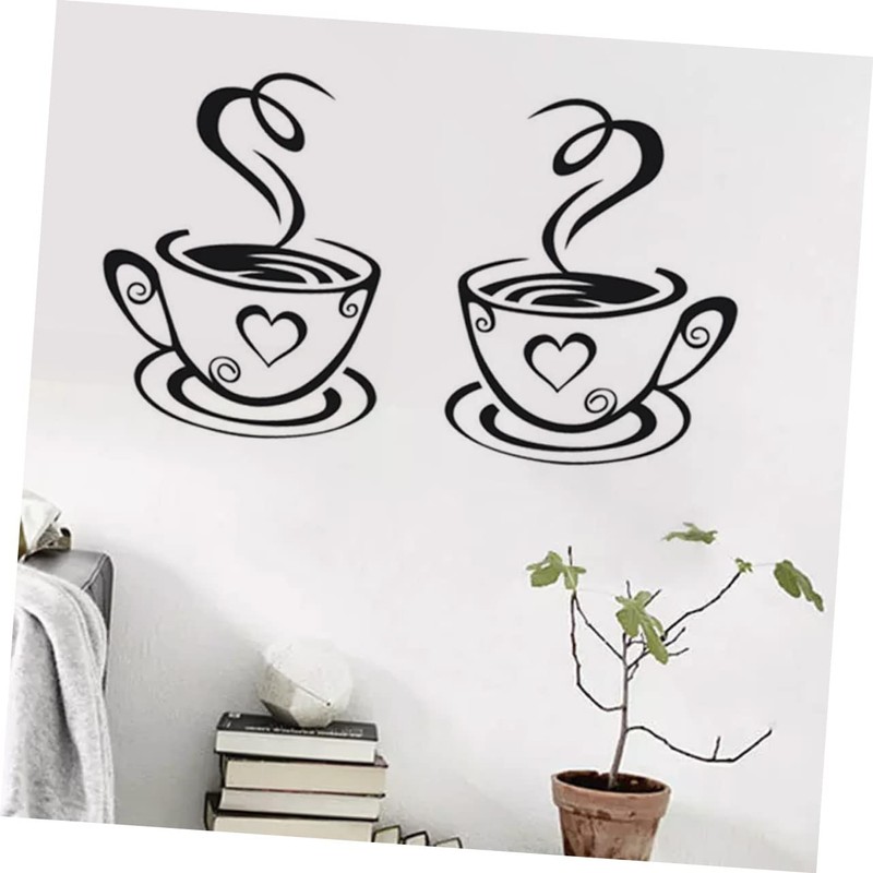 KONTONTY Sticker Wall Decals 5 Pack Cup Stickers 31x19cm Black