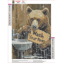 MXJSUA DIY 5D Diamond Painting Kits for Adults, Bear Bathroom Culture Diamond Art Painting Full Drill Crystal Rhinestone Embroidery Craft Kits for Home Wall Decor Gifts, 12x16inch