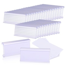 STOBOK 30 Sets Wire Shelf Label Holders Retail Store Tag Holders Clear Label Sleeves Wire Shelving Labels Holders with Paper Inserts