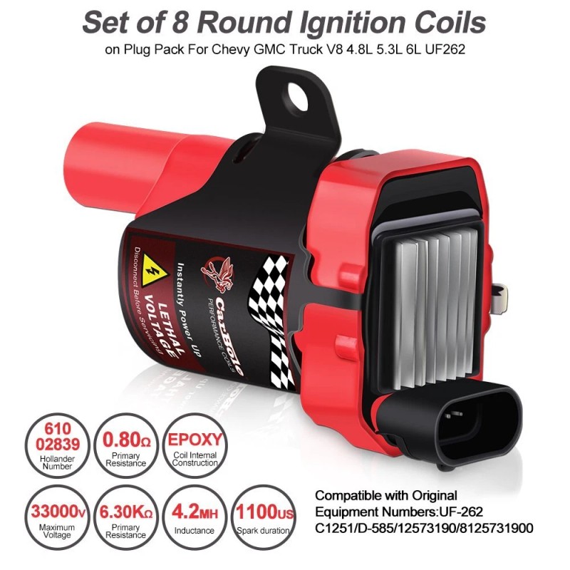 CarBole 8 Set LS LS1 LS3 Ignition Coils and Plug