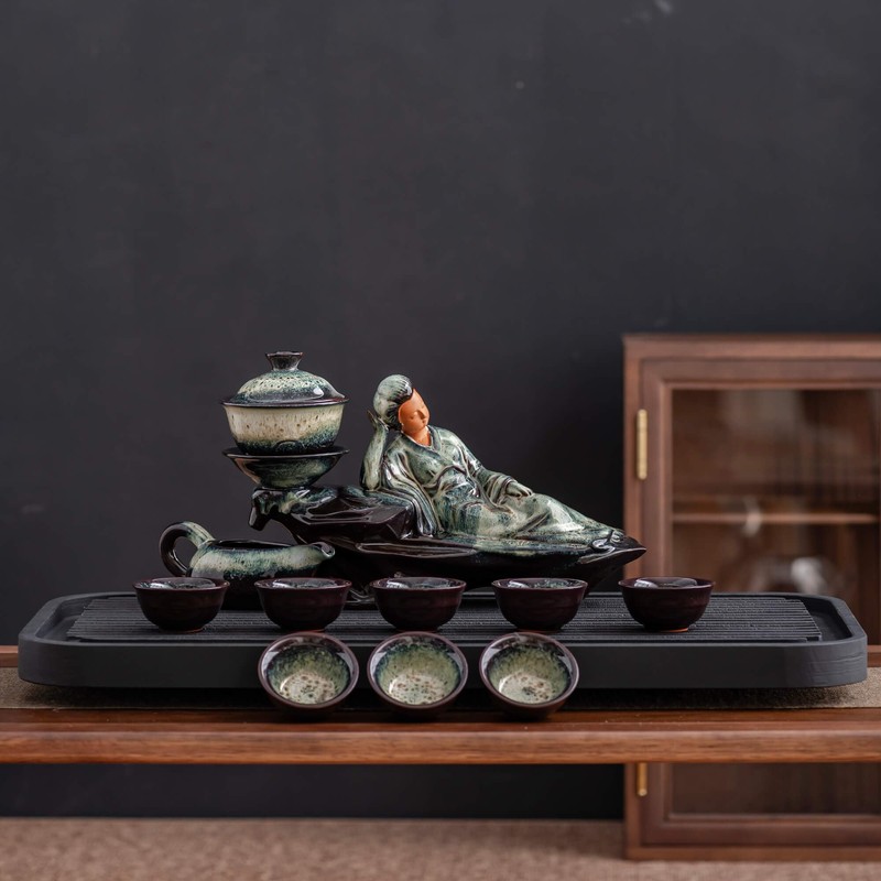 Ceramic Teapot with Infuser Semi Automatic Tea Set Magic Teapot