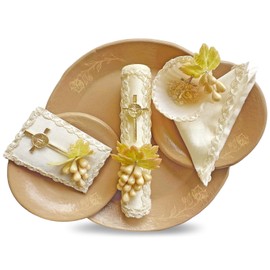 Set de vela para Bautizo/Color Beige/Cruz Spiritu Santo