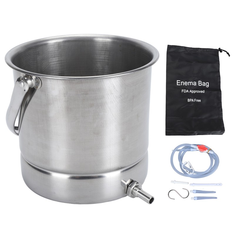 Enema Bucket Kit 1.6L Stainless Steel Bucket Reusable Shower Enema