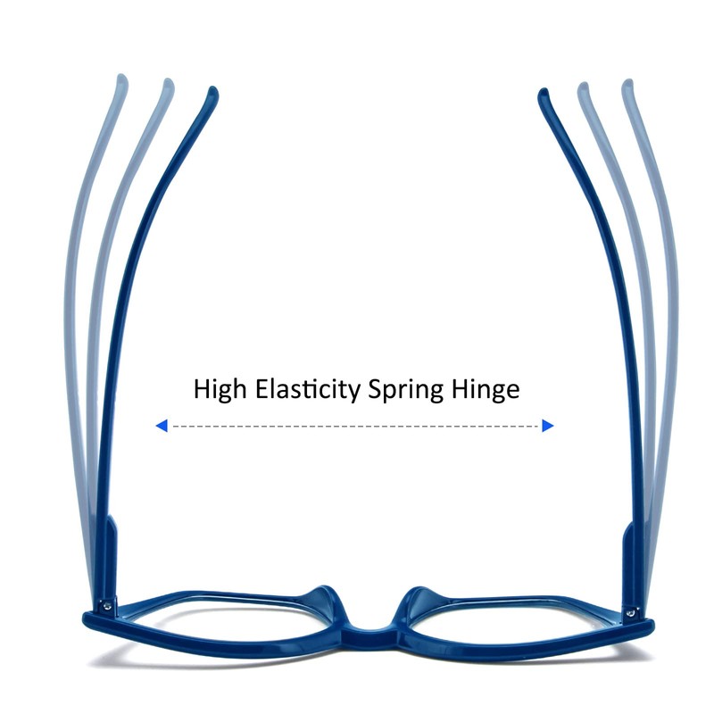 Kodilin Lesebrille für Damen, Anti-Licht, blaues Katzenauge, PC-Brille mit Federscharnier,