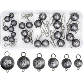 BLUESEABUY Lead Set for Offset Hooks, 24 Pieces Cheburashka Lead Heads (3g/5g/7g/10g/12g/14g) with Pen Dropshot Lead Drop Shot Lead Jig Heads Angel Lead