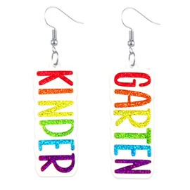Back to School Teacher Earrings for Women Colorful First Day of School Earrings Letter Grade Teacher Student Dangle Earring Teacher Appreciation Jewelry (Kinder)