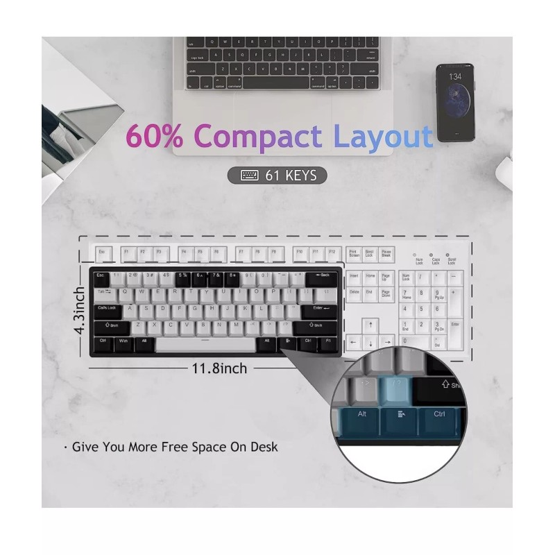 AULA 60 Percent Wired Mechanical Gaming Keyboard 29, RGB Backlit