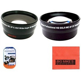 58mm 0.43X Wide Angle Lens + 2X Telephoto Lens For Nikon DF, D90, D3000, D3100, D3200, D3300, D5000, D5100, D5200, D5300, D5500, D7000, D7100, D300, D300s, D600, D610, D700, D750, D800, D810 Digital SLR Cameras Which Has Any Of These Nikon Lenses 35mm f/