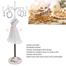 Jewellery Organiser Stand, Necklace Holder, Earring Holder, Necklace Organiser, Jewellery Stand, Earrings, Necklace Storage, Polyresin Doll Holder with Rotating Holder (Champagne No. 2)