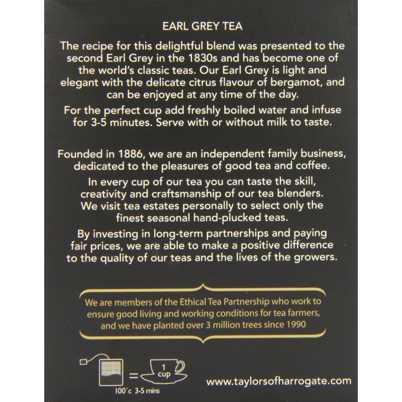 Taylors of Harrogate Earl Grey Tea, 20 Tea Bags (Pack