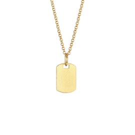 Kuzzoi Herren Halskette mit Military Platte (15 mm) in 925 Sterling Silber vergoldet, Goldene Dog Tag Kette, Kette mit Plaketten-Anhänger für den Mann, Modische Military Herrenkette, Länge 50cm