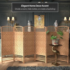 4 ft. Short Fiber Weave Folding Screen - Natural - 6 Panels