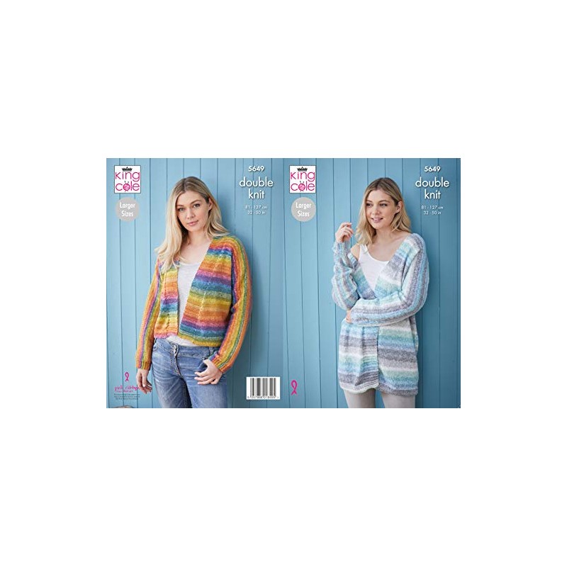 King Cole 5649 Knitting Pattern Womens Short and Long Cardigans