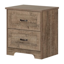 South Shore Prairie 2-Drawer Nightstand, Weathered Oak