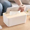 Tissue Box Plastic Removable Wood Cover Holder Storage Organizer for