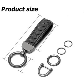 TSUGAMI Genuine Leather Car Keychain, Sheepskin Key Fob Holder Keys Organizer with 360° Rotatable Anti-Lost D-Ring, Universal Key Fob Keychain Leather Key Chain Holder for Men and Women(Black)