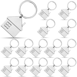 Taiyin 15 Pcs House Key Chain House Shaped Pendant Keychains Home Keychain Set Cute House with Window Key Charm Metal Keyring Gift