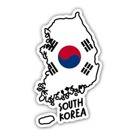 Squiddy South Korea Map with Flag - Vinyl Sticker Decal for Phone, Laptop, Water Bottle - 3"