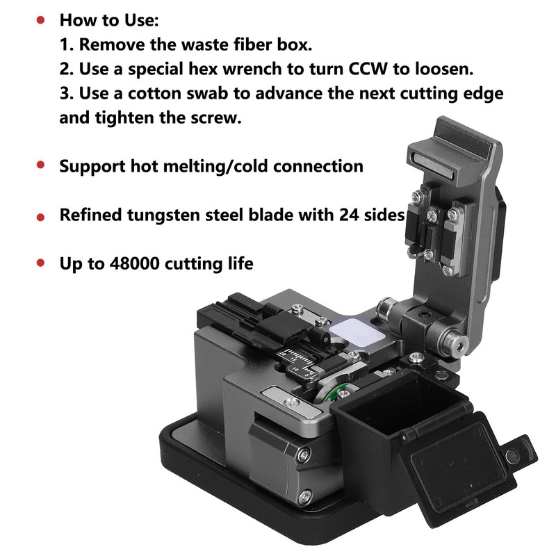 Fiber Cleaver High Accuracy Cable Cutter Tungsten Steel 24 Surface