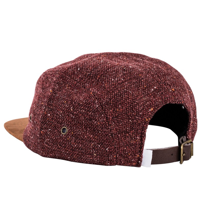 Blackskies Obsidian 5-Panel Cap, Black and Burgundy, Wool Visor, Unisex