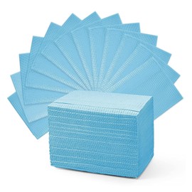 Dental Bibs - Yuelong 125Pcs Blue Tattoo Bibs Disposable Waterproof Tattoo Table Covers Clean Pad Patient Bibs Dental Napkins Tattoo Tray Covers Tattoo Supplies, 2-Ply Tissue+Poly, 13" x 18" inch