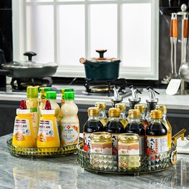 1 x Spice Organiser, Turntable Organiser, Turntable Refrigerator, Rotating Spice Rack Cabinet, Kitchen Organiser, Spice Rack Rotatable, Spice Carousel for Spices and Spice Jars