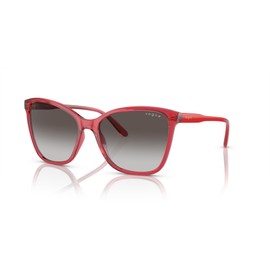 Vogue Eyewear Women's VO5520SF Low Bridge Fit Butterfly Sunglasses, Transparent Red/Grey Gradient, 56 mm