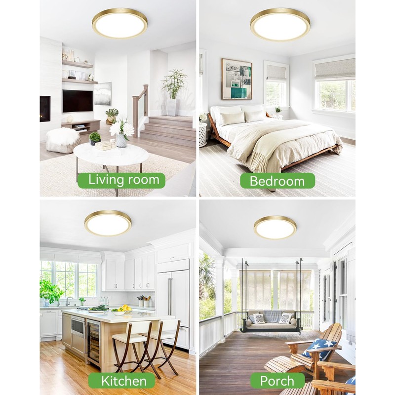 zemty 2Pack LED Ceiling Light Golden - 12In 28W Aureate