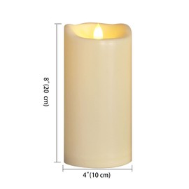 EZiGarden 4"x8"Battery Operated Flameless LED Pillar Candle, Outdoor Waterproof Flickering Light with Remote & Timer for Christmas Wedding Party Home Decoration, Set of 3