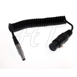 Coiled Camera Monitor XLR 4 Pin Female to 2 Pin Male Cable for Alexa Red 12V