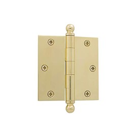 Nostalgic Warehouse 728348 3.5" Ball Tip Residential Square Corners Door Hinge, Polished Brass, 1 Count (Pack of 1)