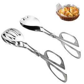 Pack of 2 Stainless Steel Food Tongs, Food Tongs, Pastry Tongs, Salad Tongs, Kitchen Stainless Steel, Buffet Tongs, Barbecue Tongs, Tongs, for Salads, Bread, Cakes, Buffets, Barbecue