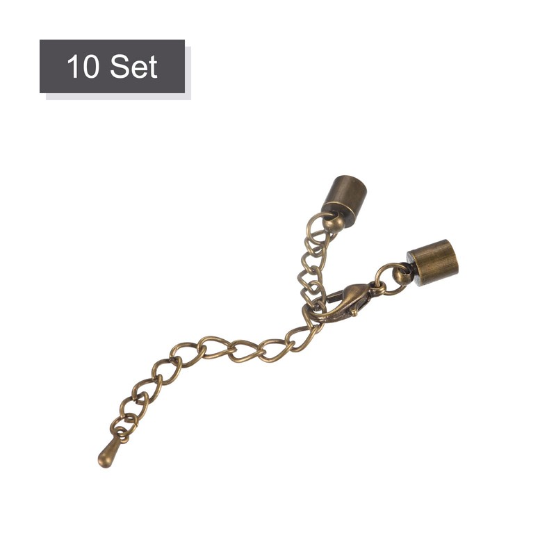 sourcing map 10Sets 5mm Leather Cord End Caps with Lobster