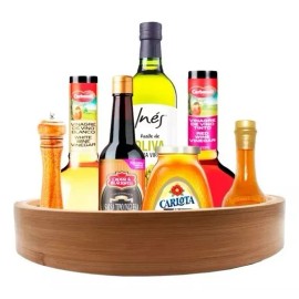 Home Charola Giratoria Para Mesa Lazy Susan Bamboo Bambu 30.5cm