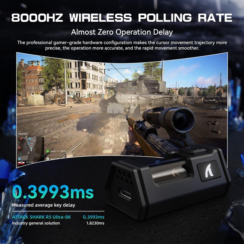 ATTACK SHARK R5Ultra 8K Carbon Fiber Wireless Gaming Mouse with