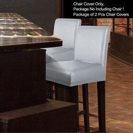 PiccoCasa Pack of 2 Bar Stool Covers, Waterproof Dining Chair Covers for Home Kitchen Dining Room Pub Counter, PU Leather Soft Removable Chair Cover Slipcover Protector Grey