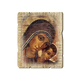 Fratelli Bonella | Wooden Picture Shaped Vintage Style by Madoona and Child by Kiko 19x24 cm | Made in Italy