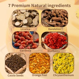 Vitavalor Natural Herbal Tea, 7 Ingredients, Dandelion Root, Wolfberry & Chrysanthemum Blend, Caffeine-Free, Non-GMO, 12 bags