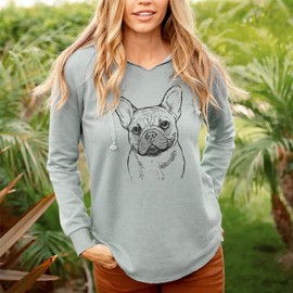 Inkopious Chew Chew The French Bulldog - Women's Cali Wave Hooded Sweatshirt -Sage 2XL