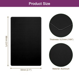 sourcing map 250Pcs Metal Business Card Blanks,1/64" Thick 3.4x2 Black Aluminum Laser Engraving Materials Unique Cards for DIY Name Cards,Credit,Luggage Tags