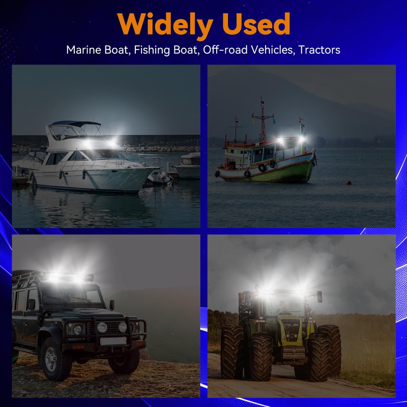RVZONE Waterproof Led Boat Lights, 18W LED Spreader Lights 1200LM