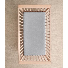 Love To Dream Fitted Crib Sheet Twin Pack, 100% Cotton Soft Jersey, Breathable Cot Sheets for Oval Mattress, Stardust Dusty Pink, Reusable Storage Bag (Stardust, Grey)