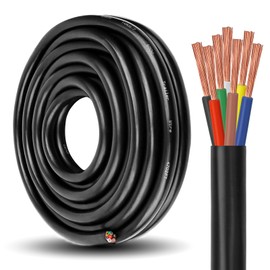YDDECW 7 Way Trailer Wire - 14/7 Heavy Duty 10FT 100% Pure Copper 7 Wire Trailer Cable 14 Gauge 7 Conductor Wiring Extension Cable Insulated for RV & Auto