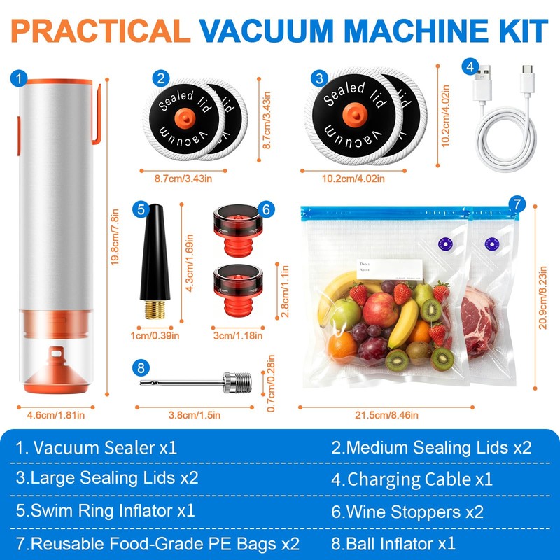 KOSGHO Handheld Vacuum Sealer for Food, 4-IN-1 Compact Food Vacuum