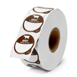 Beef Food Labels 1000 pcs | 1" Dot Blank Sticker Labels to Write On for Party Buffet, Delis, Sandwich Shops, Food Containers