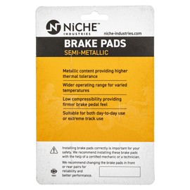 NICHE Brake Pad Set for Harley Davidson Freewheeler FLRT Tri Glide Ultra 41300033 Rear Semi-Metallic 4 Pack